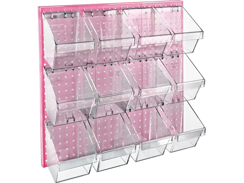 Azar 24" x 24" Pegboard 12 Small Bucket Accessory Organizer Kit, Pink, Each (700617-PNK)