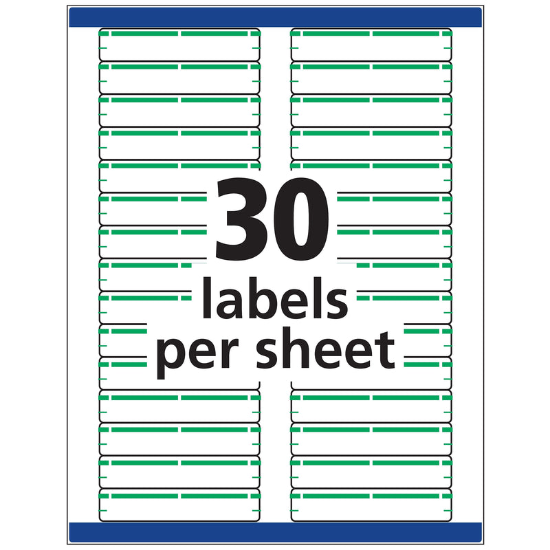 Avery TrueBlock Laser/Inkjet File Folder Labels, 2/3" x 3-7/16", White/Green, 1,500 Labels/Pack (5866)