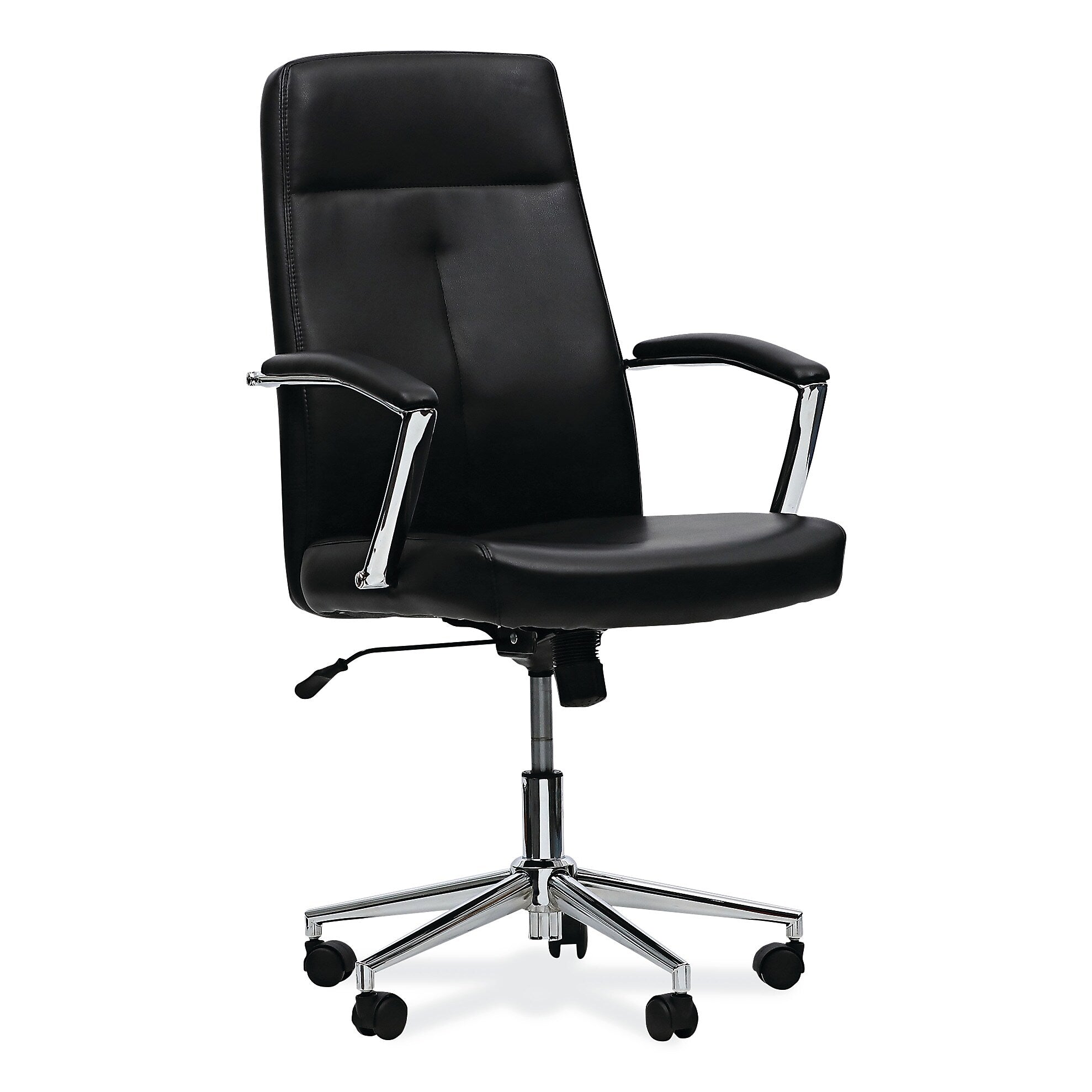Alera Fixed Arm Leather Task Chair, Black (ALEWS4116)