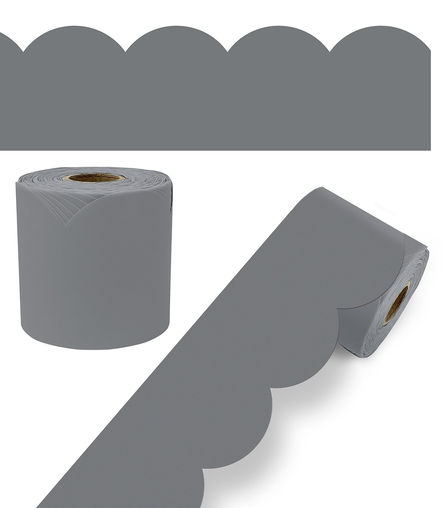 Carson-Dellosa Scalloped Bulletin Board Border, 2.25 x 65, Steel Gray (108539)