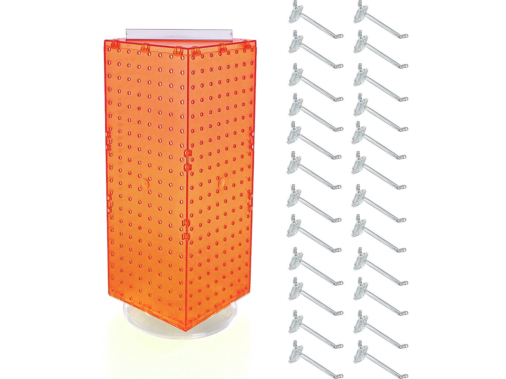 Azar 21" x 8" Pegboard 4-Sided Revolving Counter Display, Orange, Each (703385-ORG-4C24)