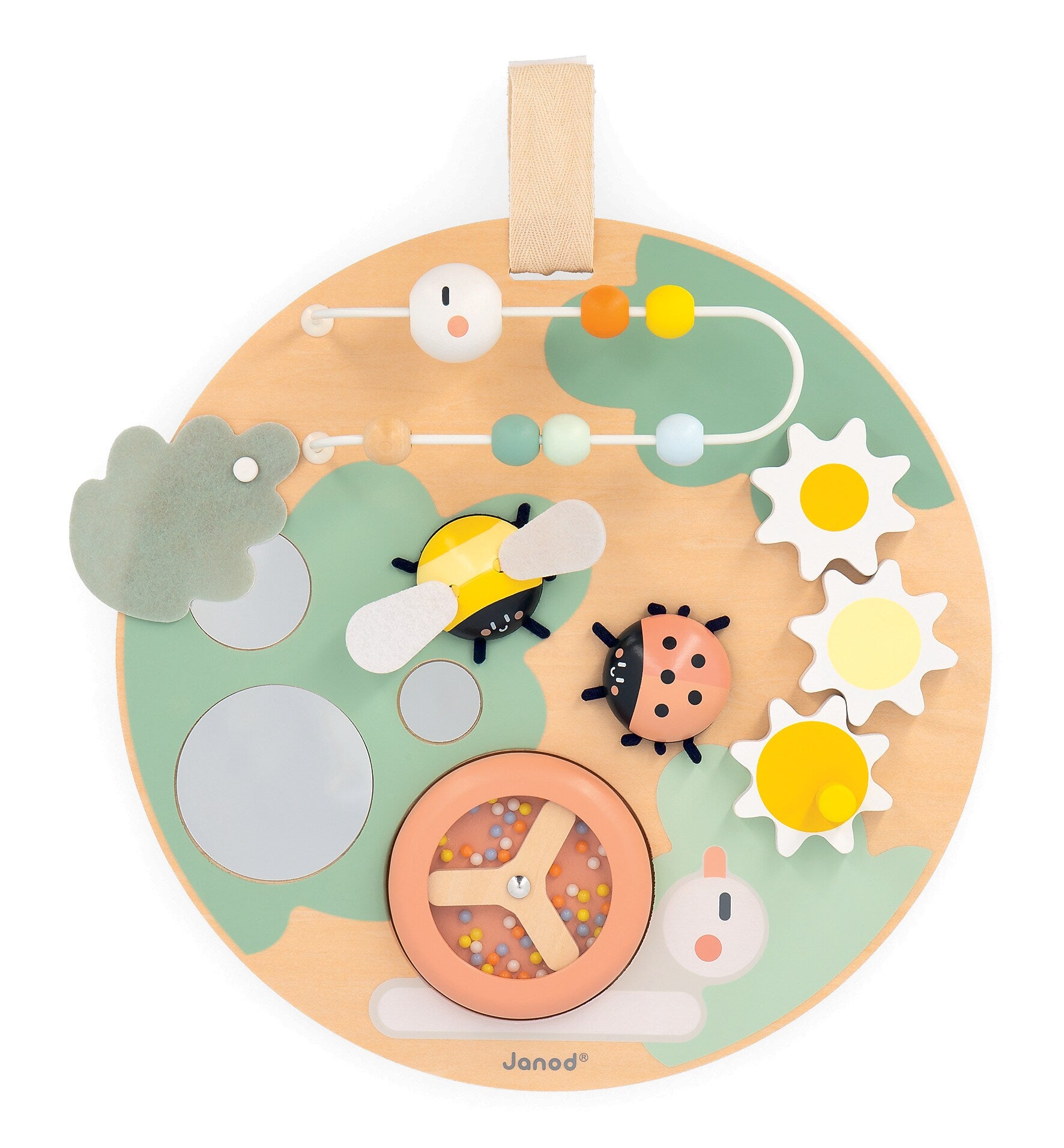 Janod Sweet Cocoon Multi-Activity Busy Board, Multicolored (J04057)