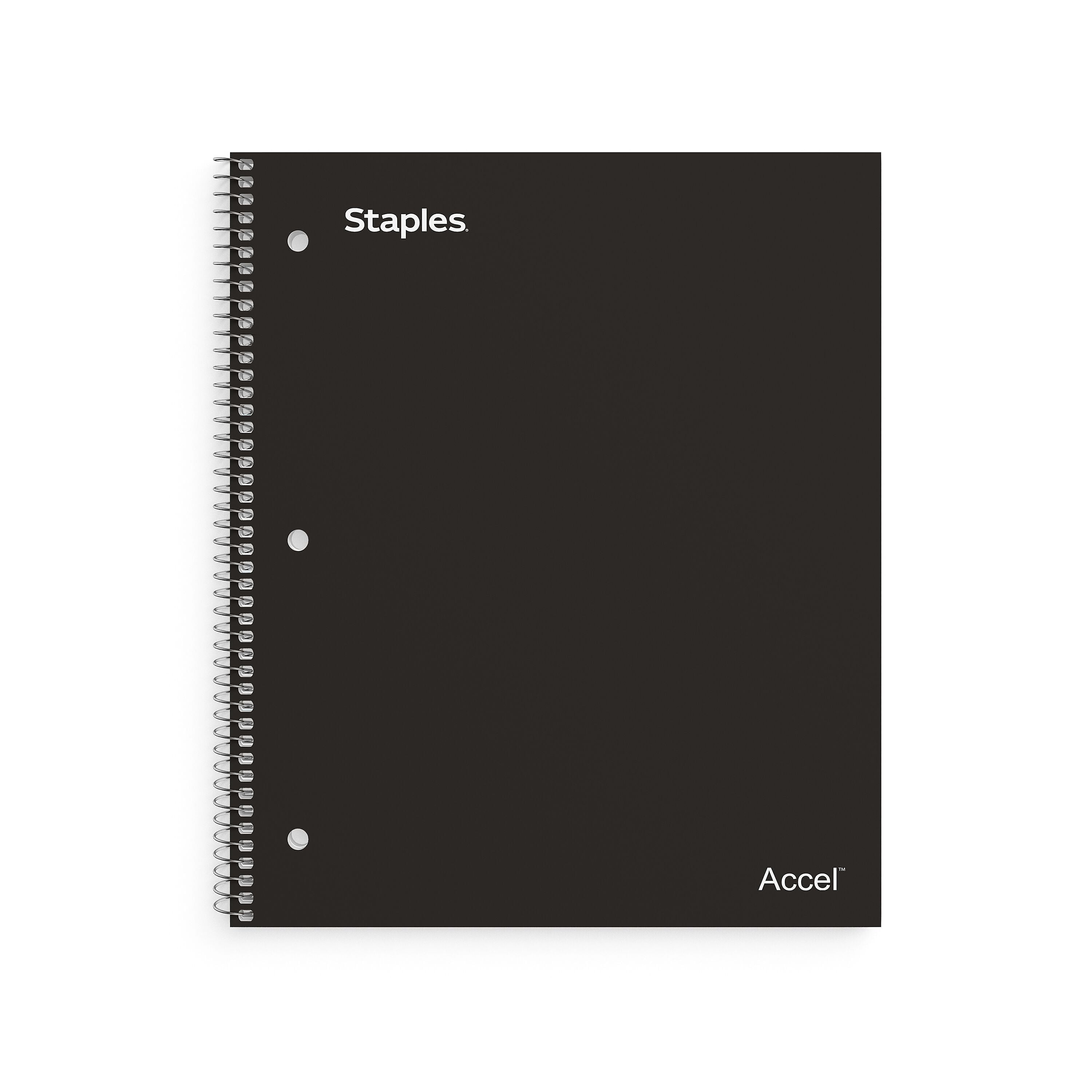 Staples Premium 2-Subject Notebook, 8.5" x 11", College Ruled, 120 Sheets, Black (TR58310)