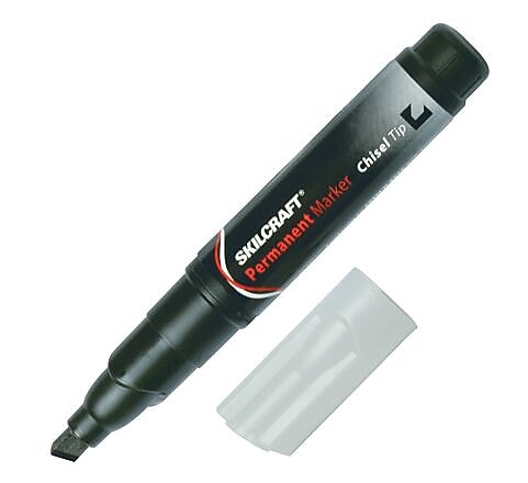 AbilityOne Skilcraft Chisel Tip Large Permanent Marker, Broad Chisel Tip, Black, Dozen (NSN9731059)