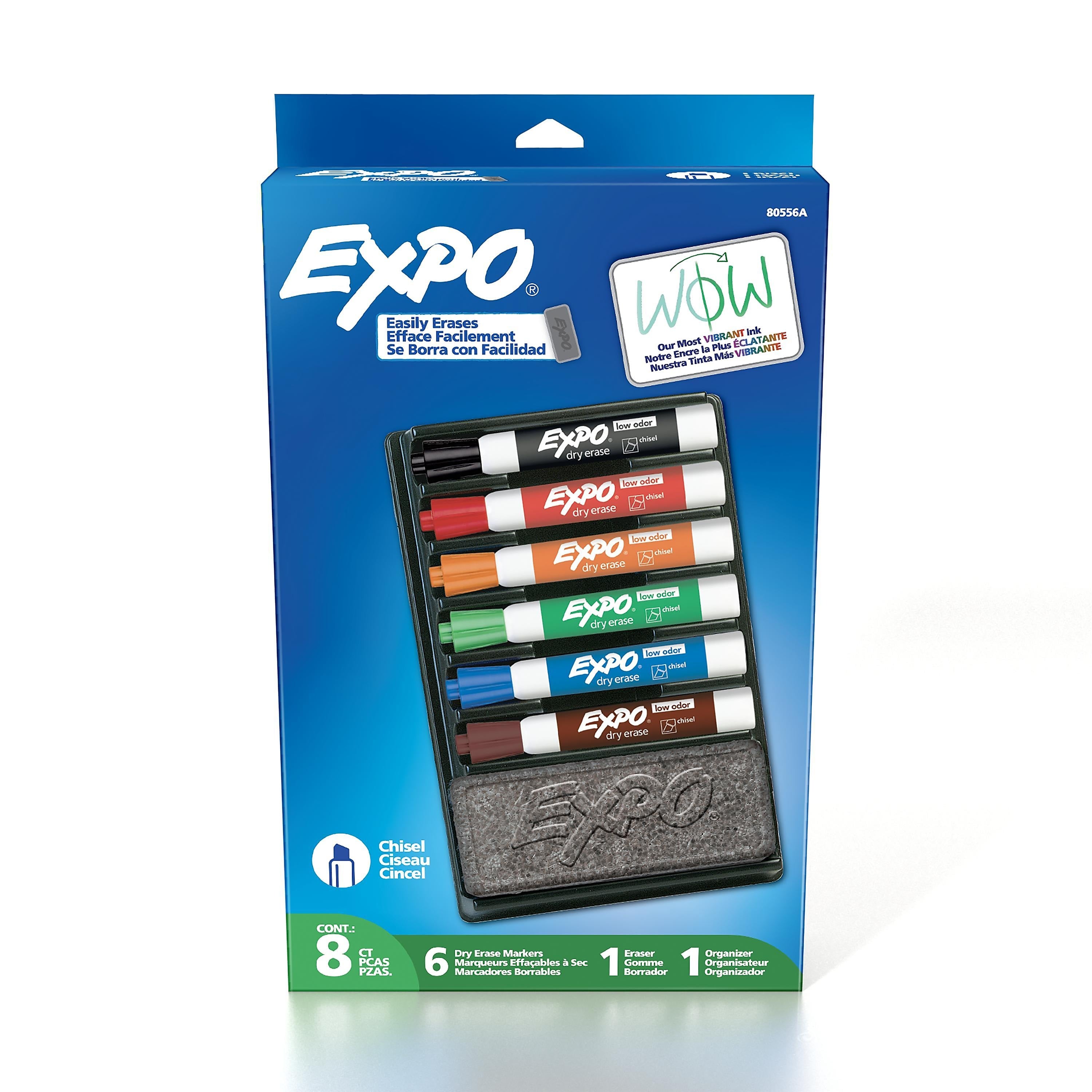 Expo Low Odor Dry-Erase Marker and Organizer Kit, Broad Chisel Tip, Assorted Colors (80556)