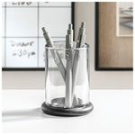 mDesign Glass Pencil Cup, Clear/Matte Black (26031)