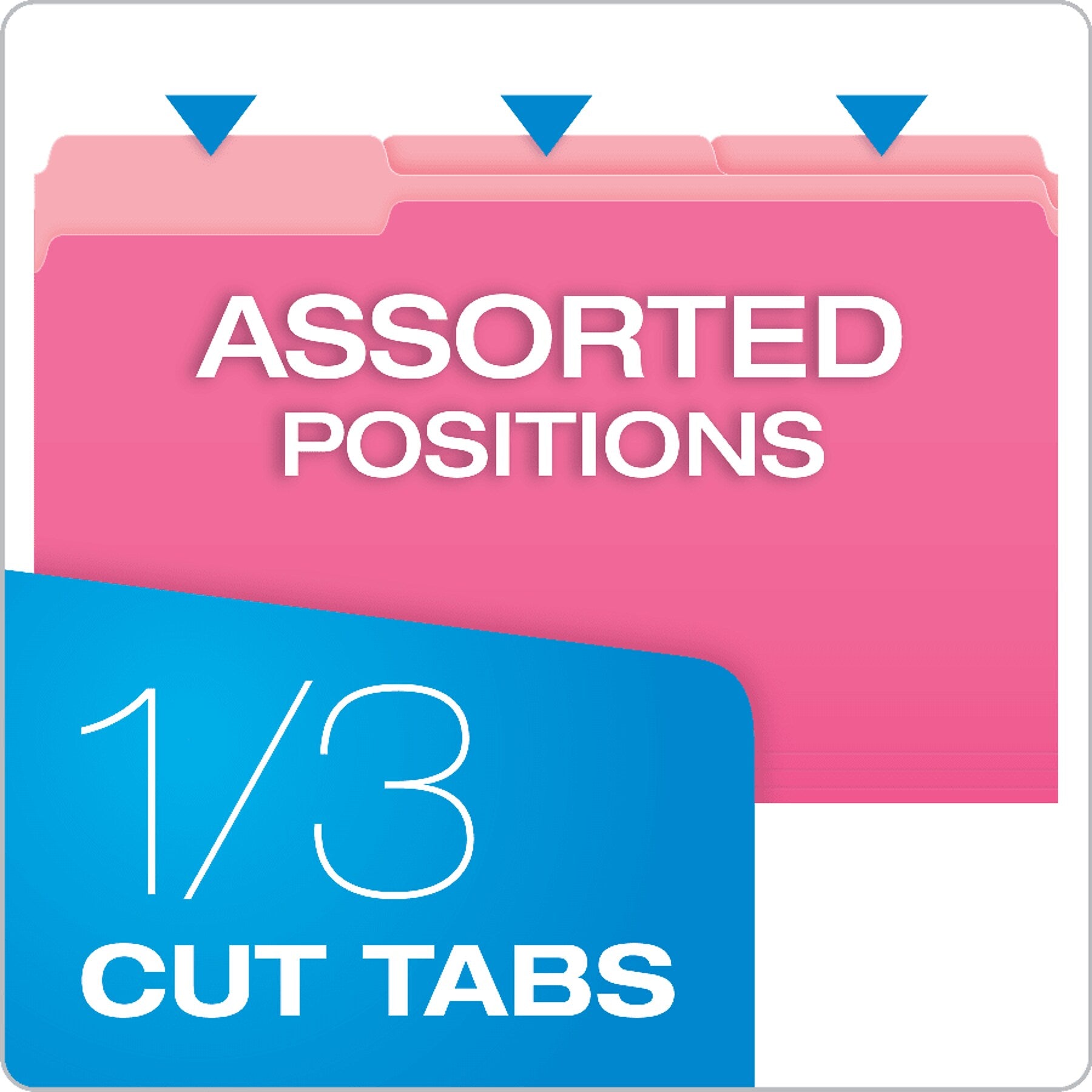 Pendaflex Two-Tone Recycled File Folder, 1/3-Cut Tab, Assorted, Legal Size, Pink, 100/Box (153 1/3 PIN)