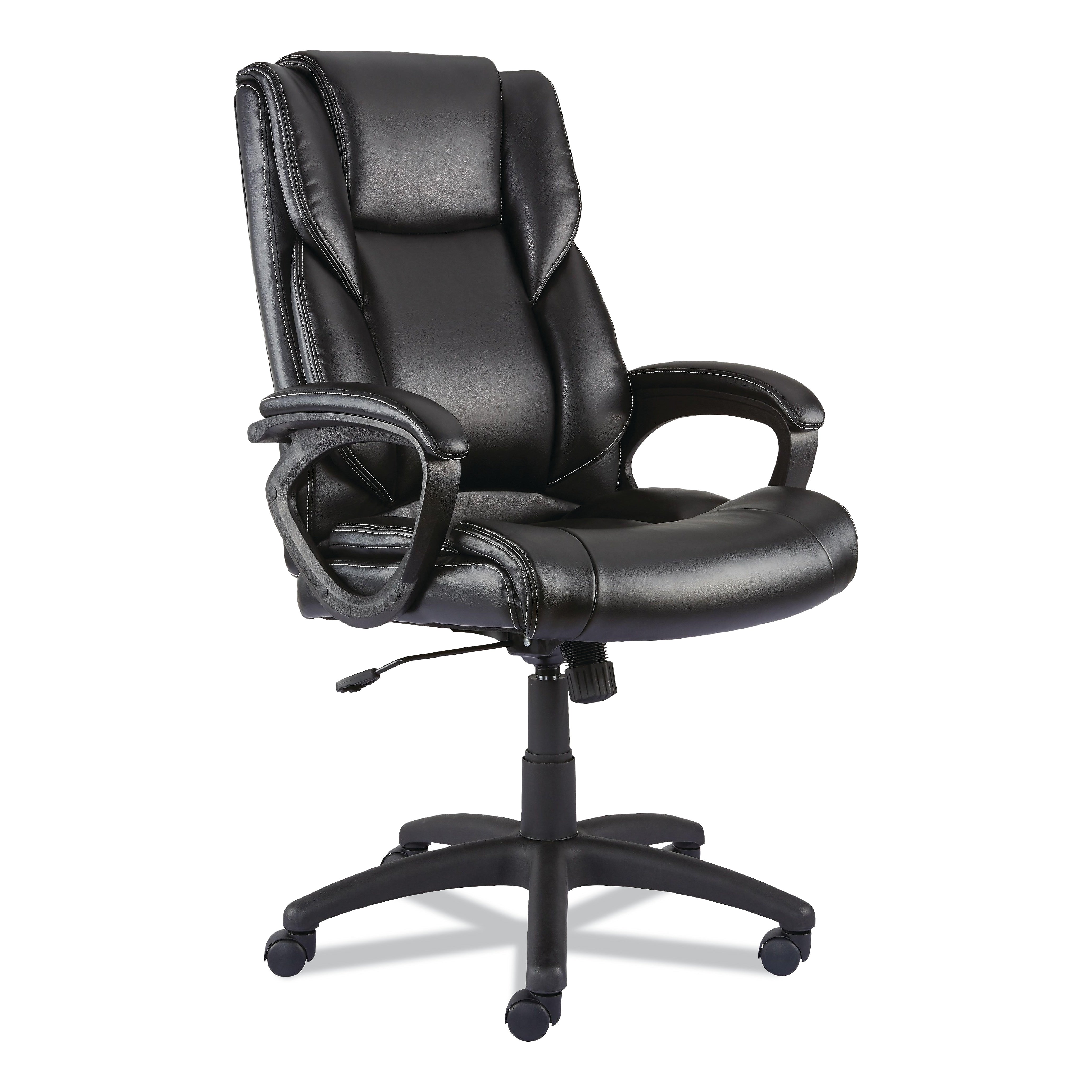 Alera Brosna Series Fixed Arm Leather Task Chair, Black (ALEBRN42B19)