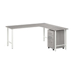 Bush Business Furniture Hustle 72"W L Shaped Computer Desk with 3 Drawer Mobile File Cabinet, Platinum Gray (HUS005PG)