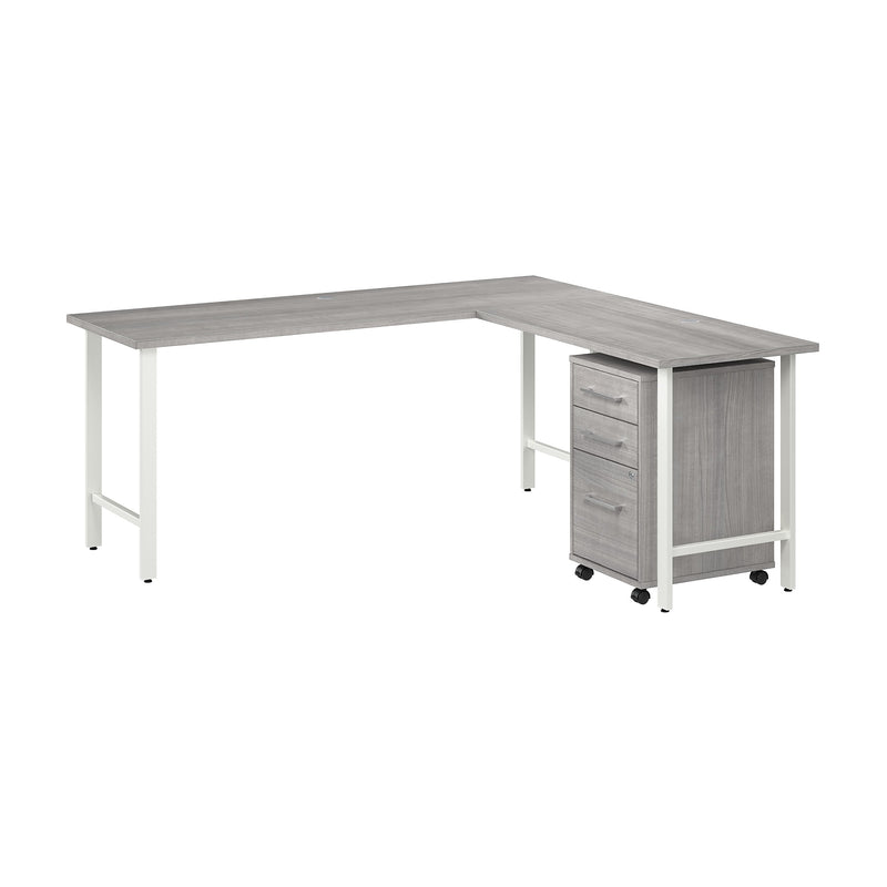 Bush Business Furniture Hustle 72"W L Shaped Computer Desk with 3 Drawer Mobile File Cabinet, Platinum Gray (HUS005PG)