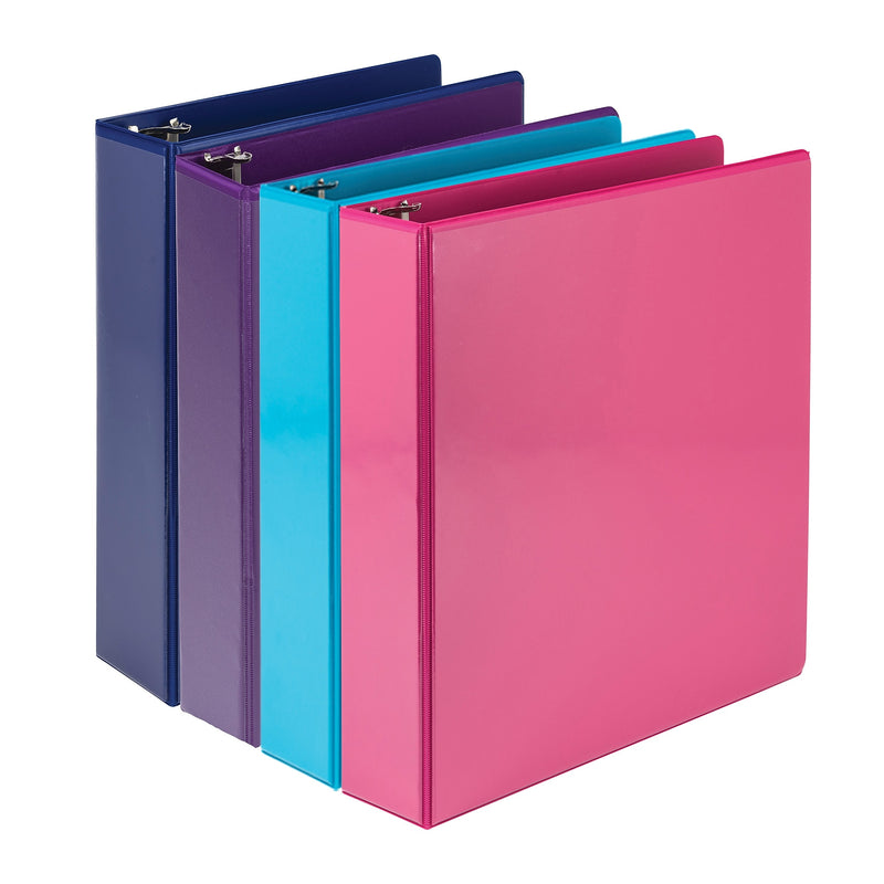 Samsill Durable 2" View Binders, D-Ring, Made in USA, Assorted Fashion Colors, 4/Pack (MP46469)