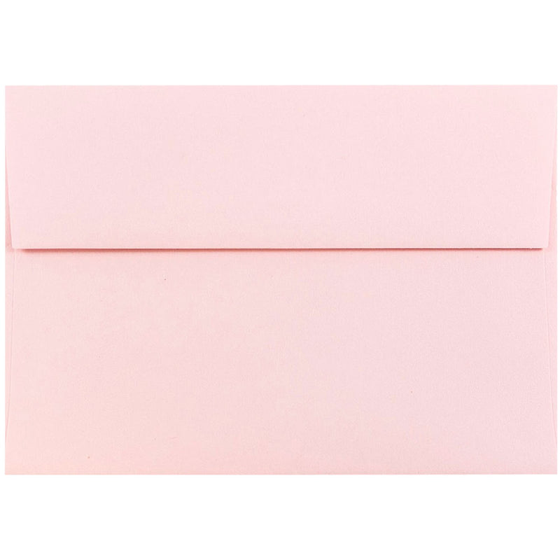 JAM Paper A7 Booklet Envelope 5 1/4" x 7 1/4", Baby Pink Pastel, 100/Pack (155627d)