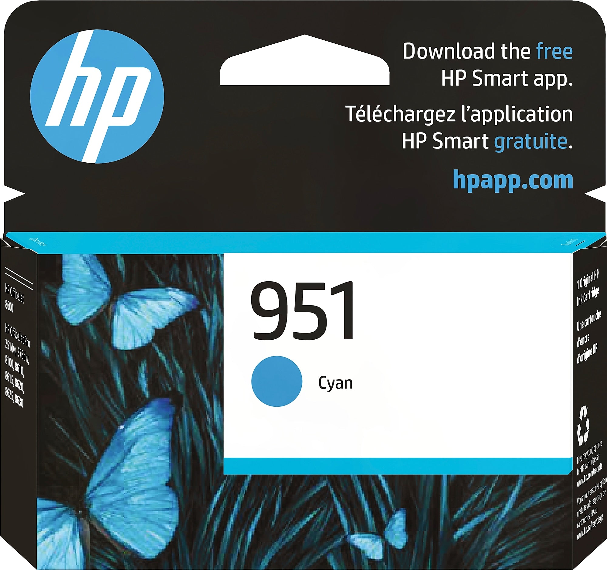 HP 951 Cyan Standard Yield Ink Cartridge, Prints Up to 700 Pages (CN050AN#140)