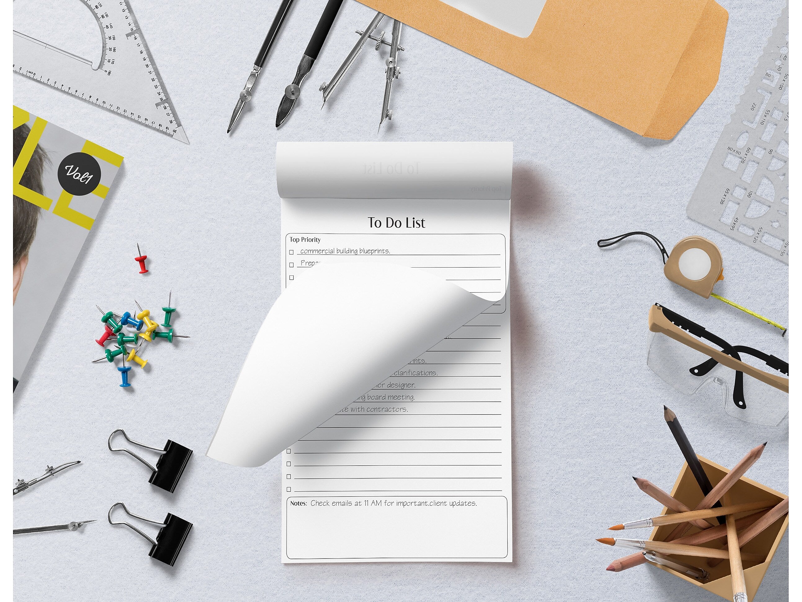 Better Office To-Do List Notepad, 5.5" x 8.5", Ruled, White, 50 Sheets/Pad, 6 Pads/Pack (25835-6PK)