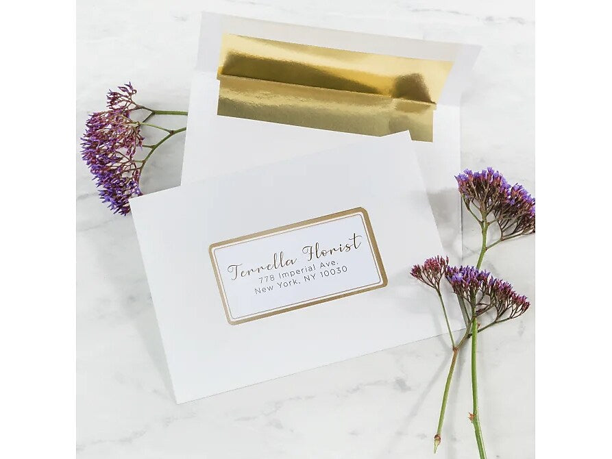 Avery Laser/Inkjet Shipping Labels, 2" x 4", White with Metallic Gold Borders, 100 Labels/Pack (6541)