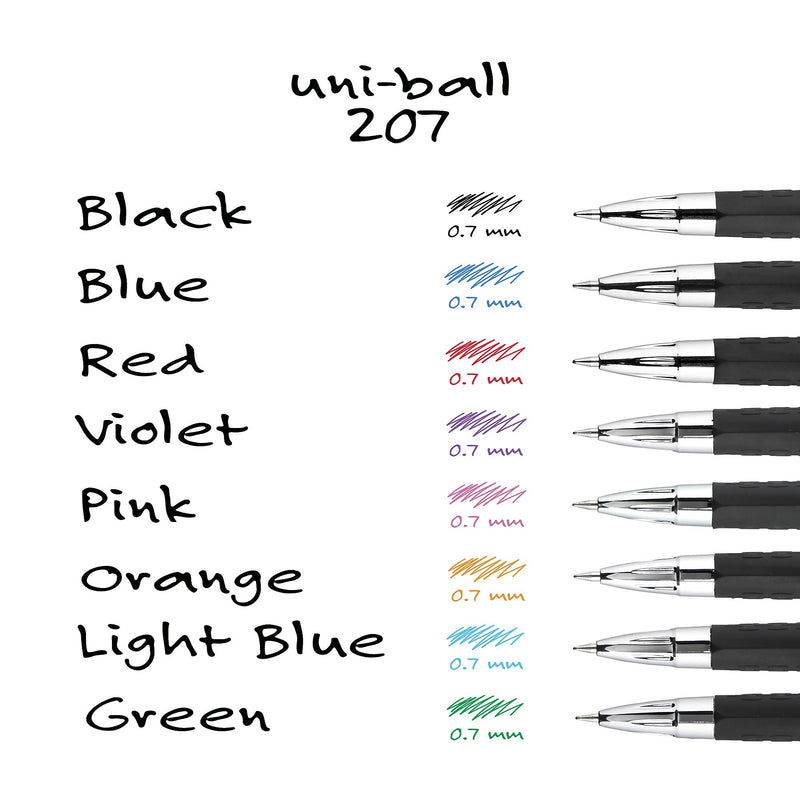 uni-ball 207 Retractable Gel Pens, Medium Point, 0.7mm, Blue Ink, Dozen (33951)