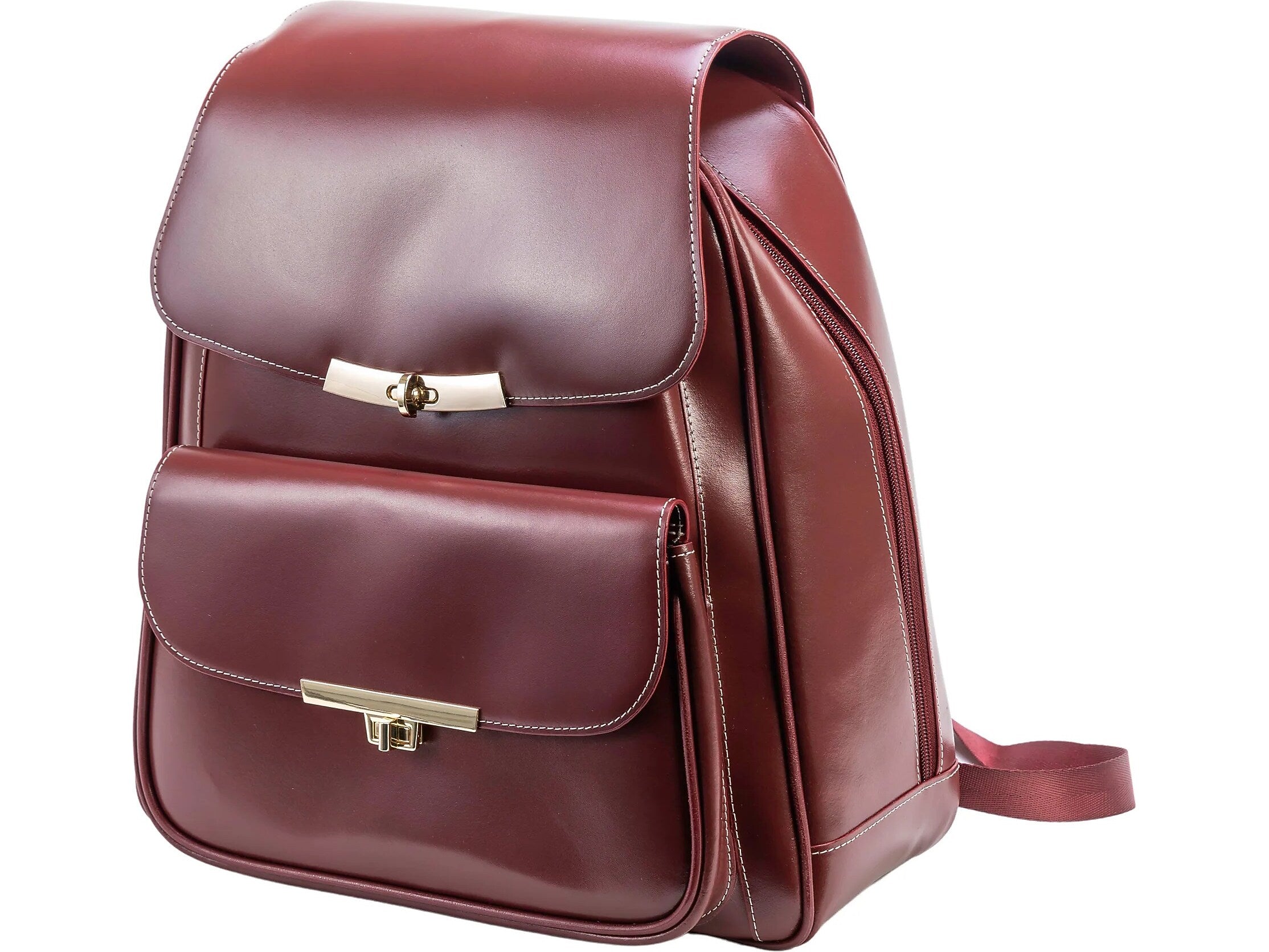 McKlein KENDALL Leather Laptop Backpack, Small, Red (99536)
