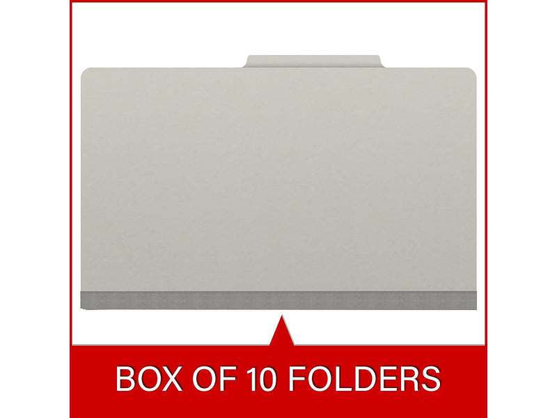 Medical Arts Press Pressboard Classification Folder, 1 Divider, 2" Expansion, Legal Size, Gray, 10/Box (DV-T52-14-3GRY)
