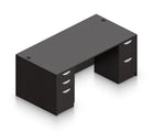 Offices To Go Superior Laminate Double Pedestal Desk, Box/File, American Espresso, 29.5"Hx71"Wx36"D