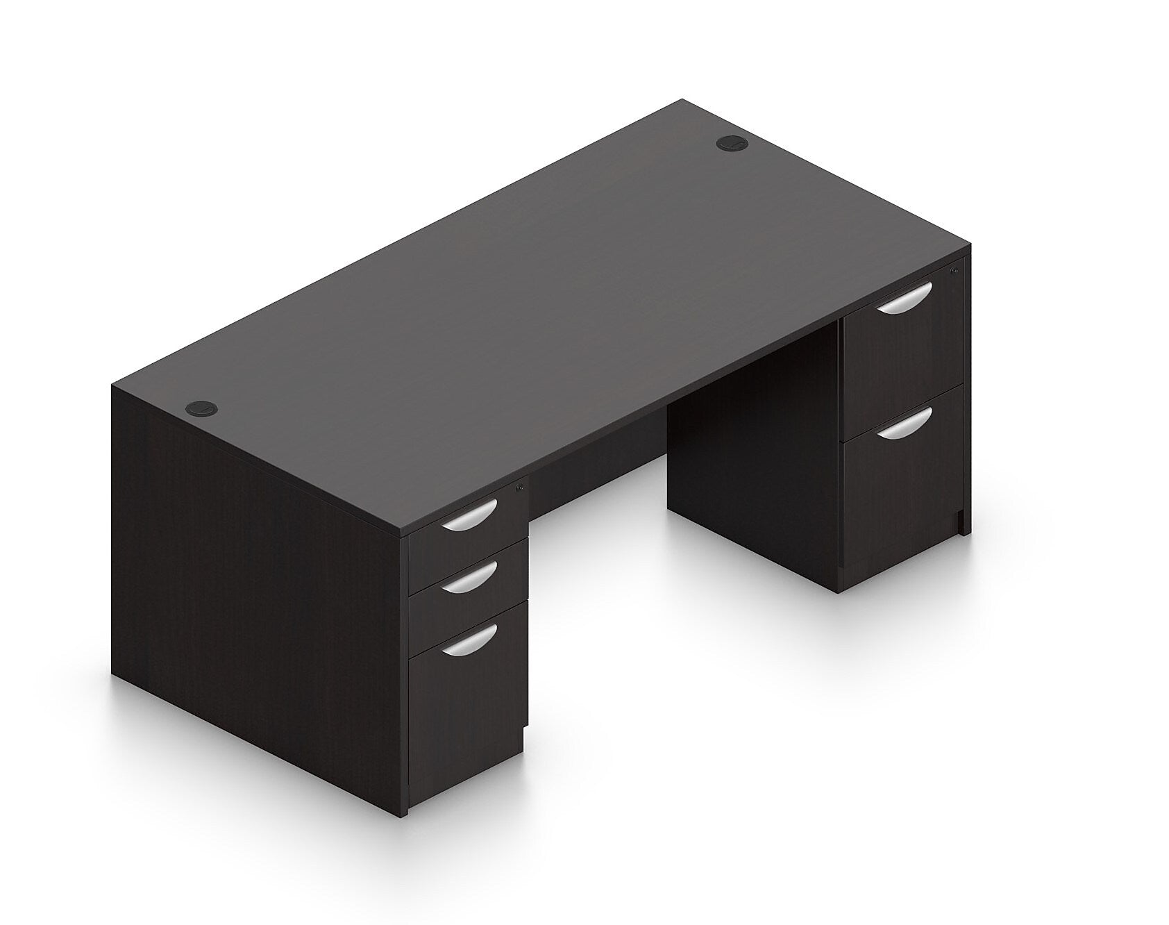 Offices To Go Superior Laminate Double Pedestal Desk, Box/File, American Espresso, 29.5"Hx71"Wx36"D