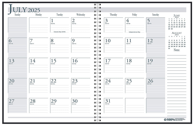 2025-2026 House of Doolittle 8.5" x 11" Academic Year Monthly Planner, Charcoal (226503-26)