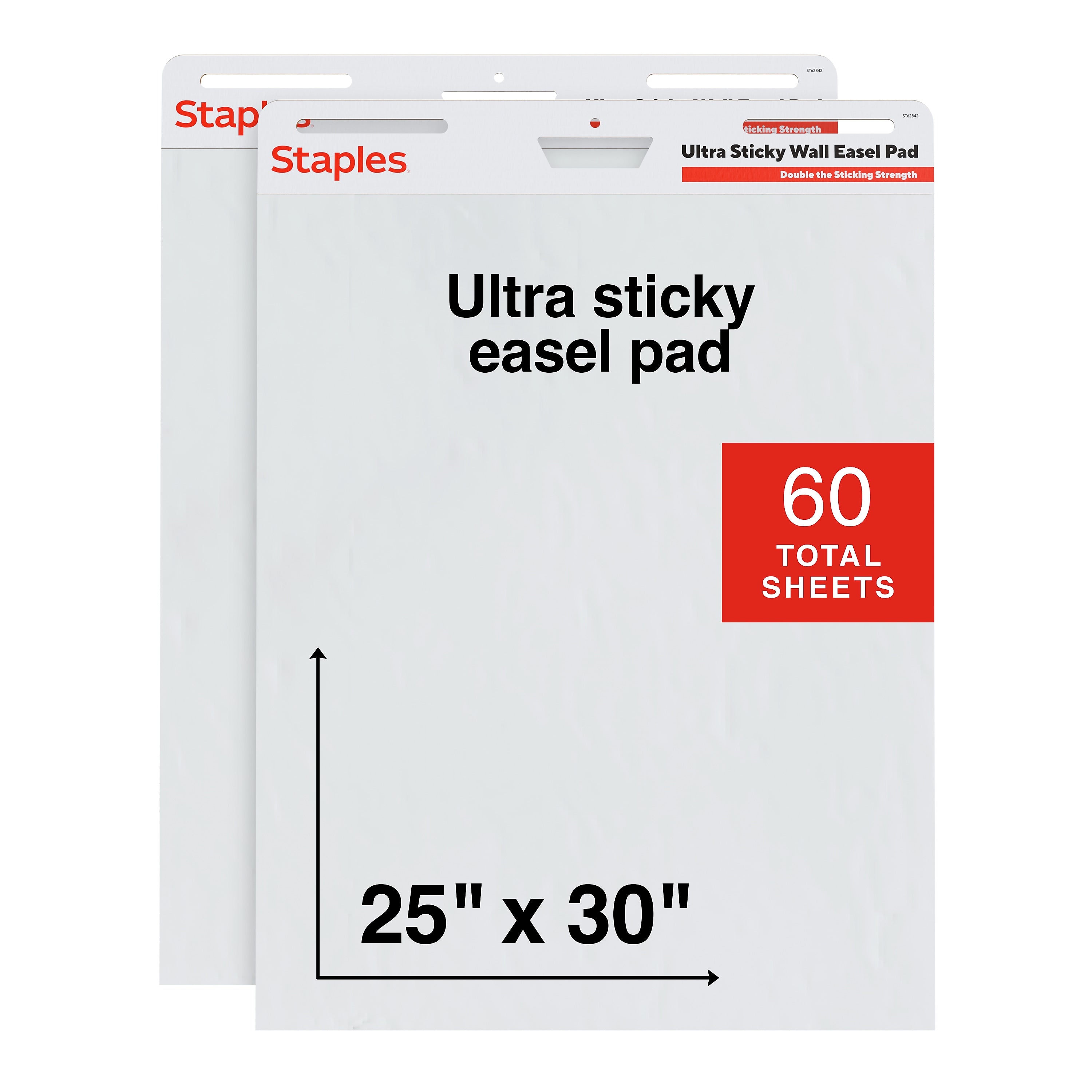 Staples Ultra Sticky Wall Easel Pad, 25" x 30", 30 Sheets/Pad, 2 Pads/Pack (ST62841)