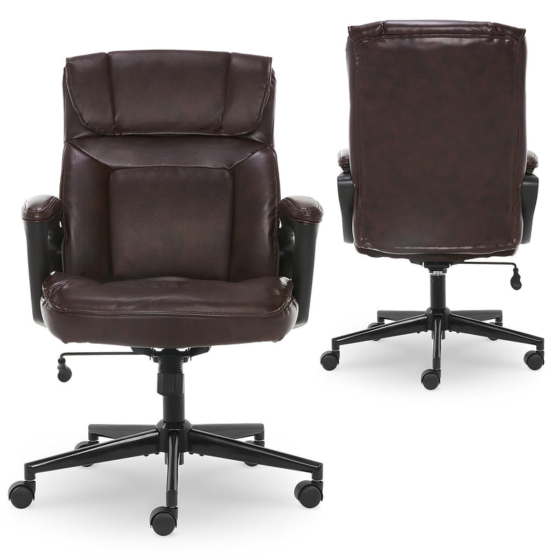 Serta Hannah I Ergonomic Bonded Leather Swivel Executive Chair, Biscuit (43670G)