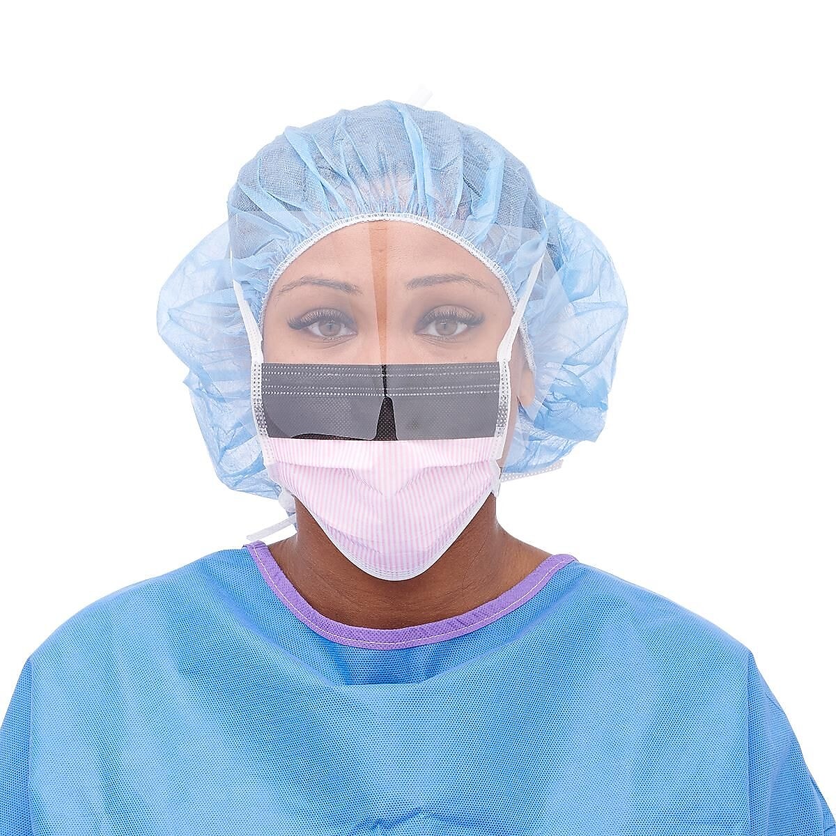 Medline ASTM Level 3 Surgical Face Masks with Eye Shield, Purple, 25/Box, 4 Boxes/Carton (NON27410)