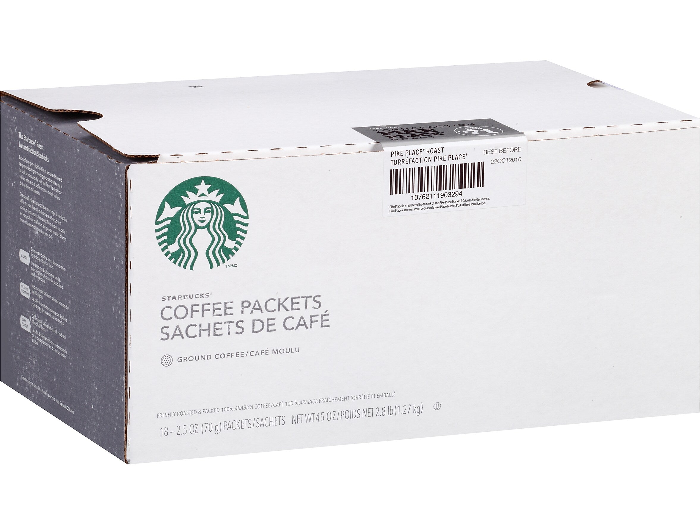 Starbucks Pike Place Ground Coffee Packet, Medium Roast, 2.5 oz., 72/Carton (SBK11018197CT)