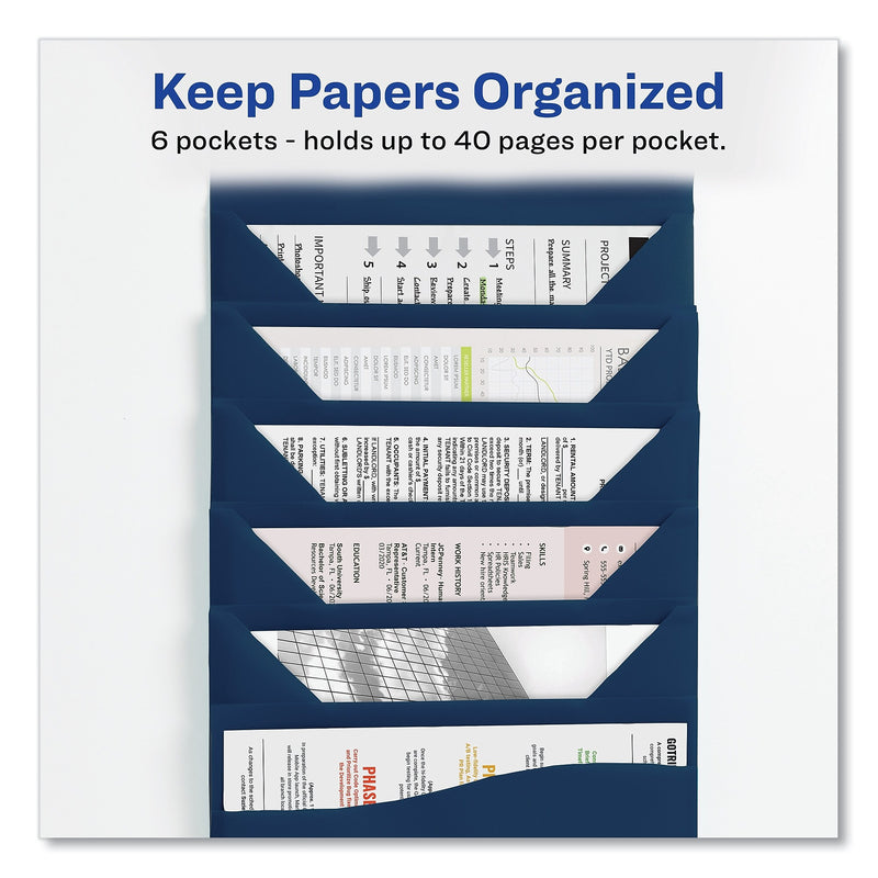 Avery Slide and View Expanding File, 6 Sections, Hook/Loop Closure, Letter Size, Navy Blue
