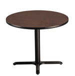 NPS CT Series 36" Round 30" Height Cafe Table, X Base, Black Frame/Mahogany Top (CT13636XDPBTMMY)