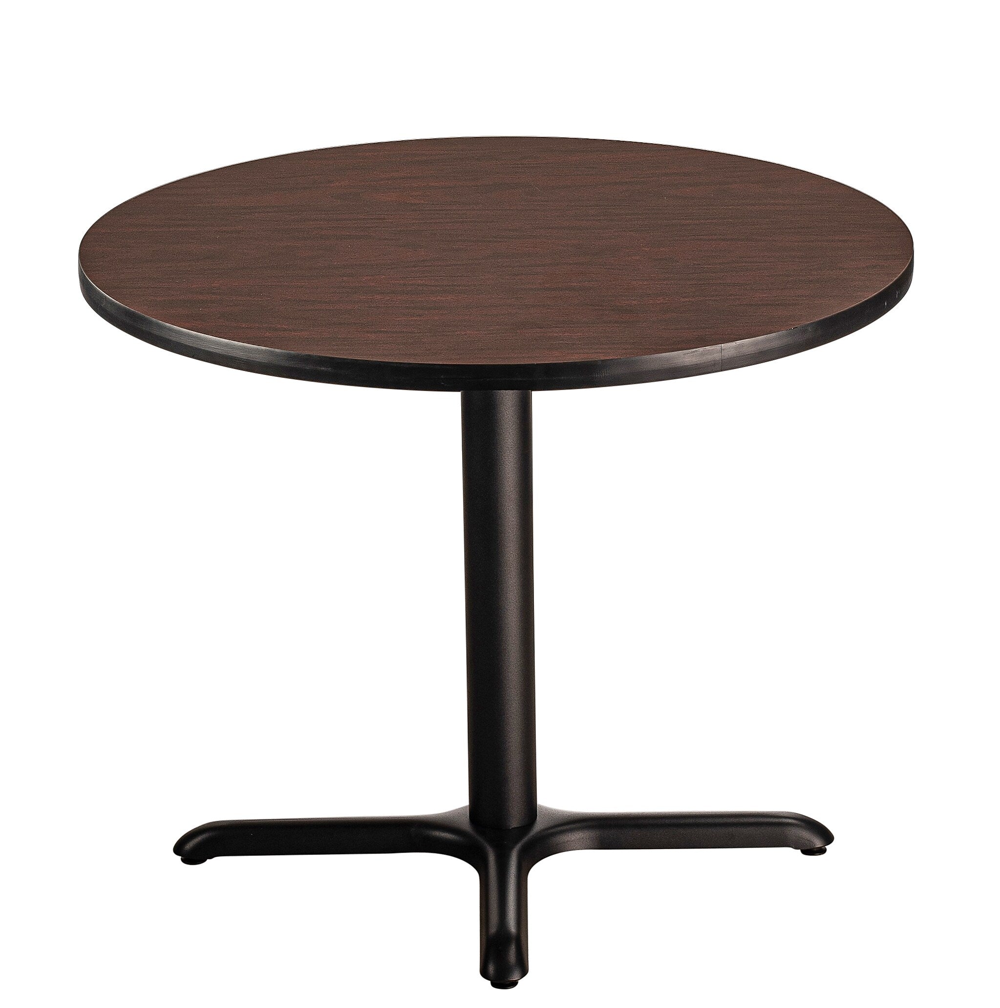 NPS CT Series 36" Round 30" Height Cafe Table, X Base, Black Frame/Mahogany Top (CT13636XDPBTMMY)