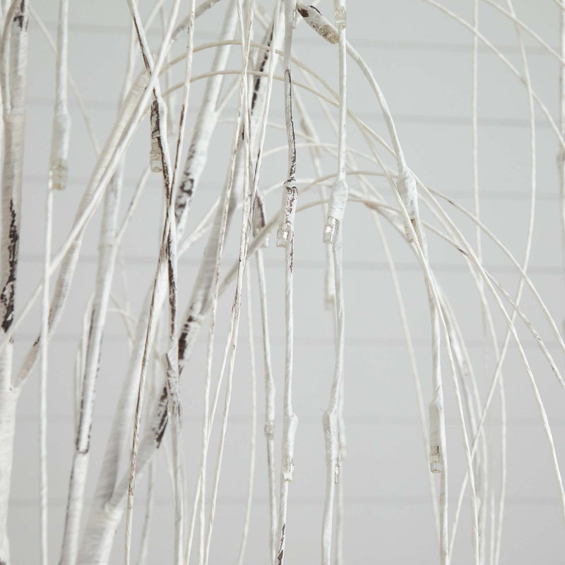 Nearly Natural 6-ft Pre-Lit Artificial White Weeping Willow Tree with 160 Warm White LED Lights (T4923)