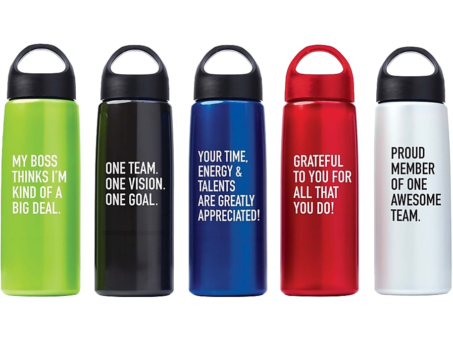 Baudville Luminous Plastic Water Bottle, 26 oz., 5/Pack (1370878MPK531)