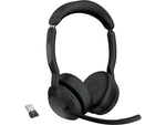 jabra Evolve2 55 Wireless Noise Canceling Bluetooth Stereo Headset, USB-A Adapter, UC-Certified (25599-989-999-01)