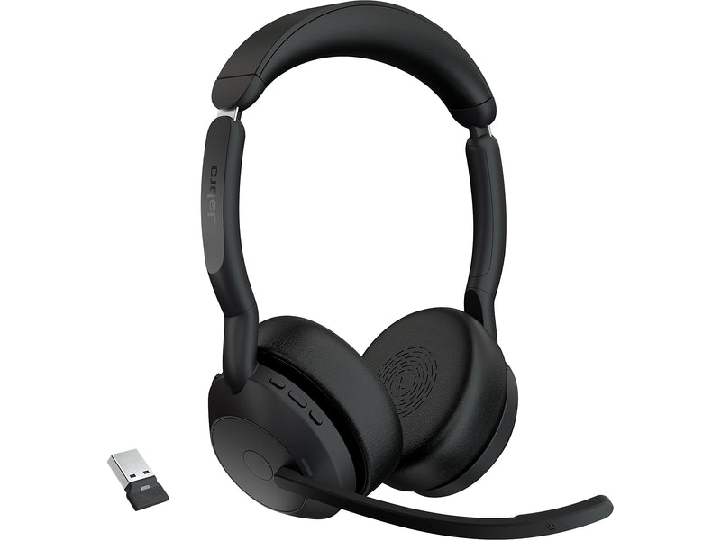 jabra Evolve2 55 Wireless Noise Canceling Bluetooth Stereo Headset, USB-A Adapter, UC-Certified (25599-989-999-01)
