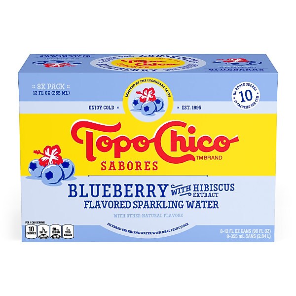 Topo Chico Sabores Blueberry Hibiscus Sparkling Water, 12 oz., 24/Pack (412570)