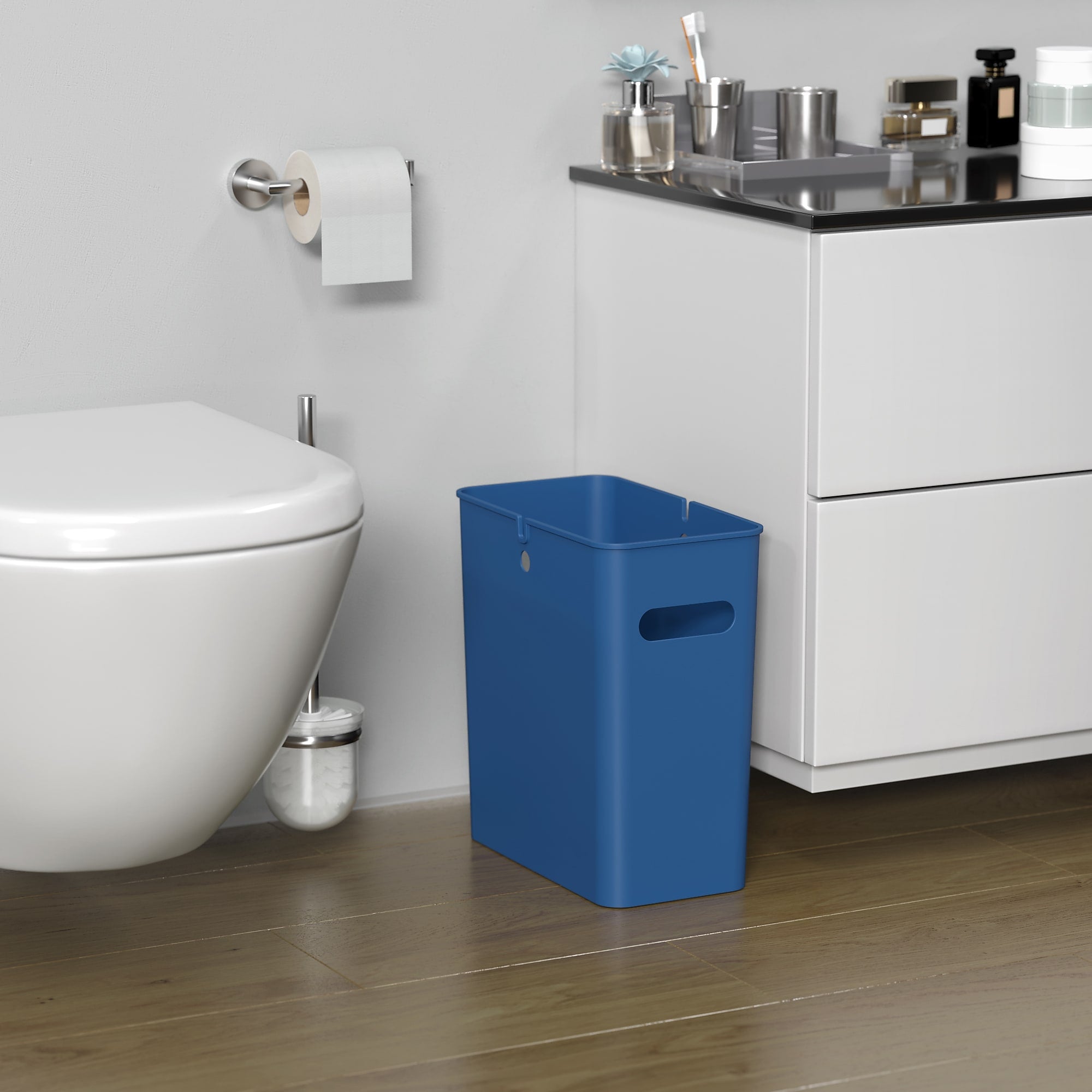 iTouchless SlimGiant Polypropylene Trash Can with no Lid, Reactive Blue, 4.2 gal., 6/Pack (SG104Ux6)