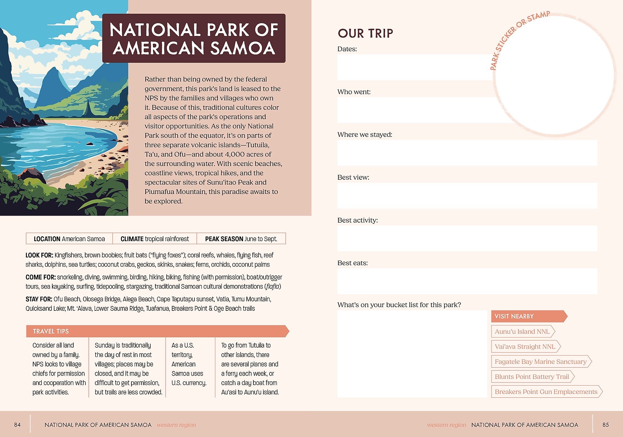 Quarto National Parks Sticker & Logbook Guided Journal, 6.15" x 8.45", Multicolored, 208 Pages (9780785844266)