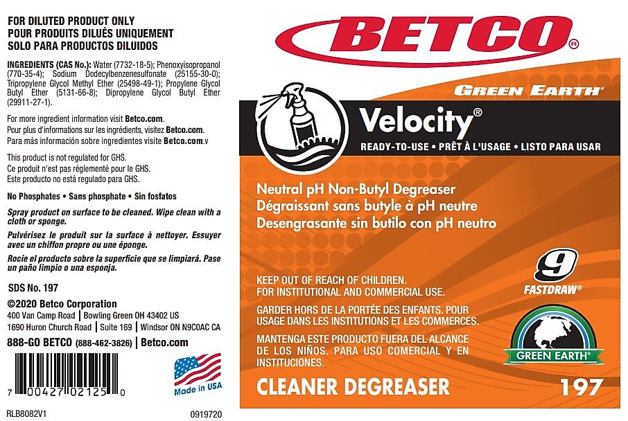Betco Velocity Secondary Label, 24/Pack (1979090)
