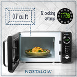 Nostalgia Retro 0.7 Cubic Foot Countertop Microwave, Black (NRMO7BK6A)