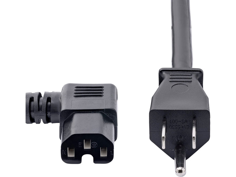StarTech 8' NEMA 5-15P to Right Angle C15 Power Cable, Male to Female, Black (PXT515C158RA)