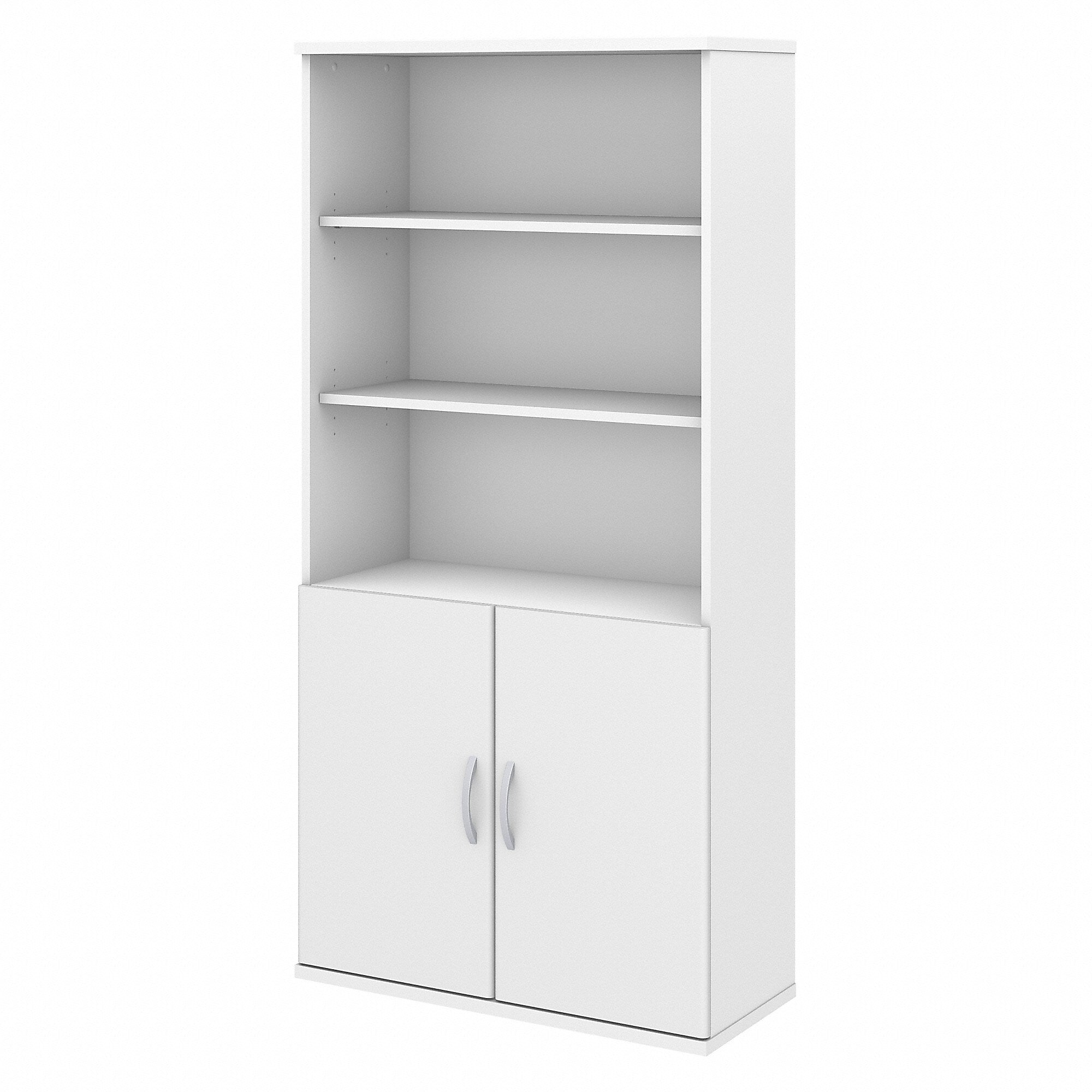 Bush Business Furniture Studio C 73"H 5-Shelf Bookcase with Adjustable Shelves, White Laminated Wood (STC015WH)