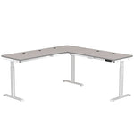 VersaDesk PowerLift 72"W Electric L-Shaped Adjustable Standing Desk, Grey/White (PLLSD7272-WG-APP)