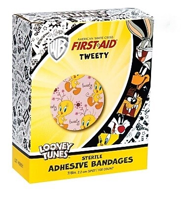 SmileMakers Looney Tunes Tweety 7/8" Spot Adhesive Bandages, 100 Bandages/Box (BAN22)