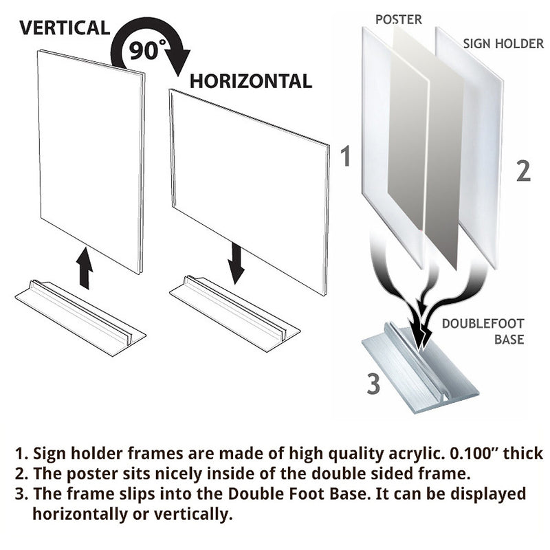 Azar Sign Holder, 8" x 10", Table Top, Clear, Acrylic, 10/Pack (102718-10PK)
