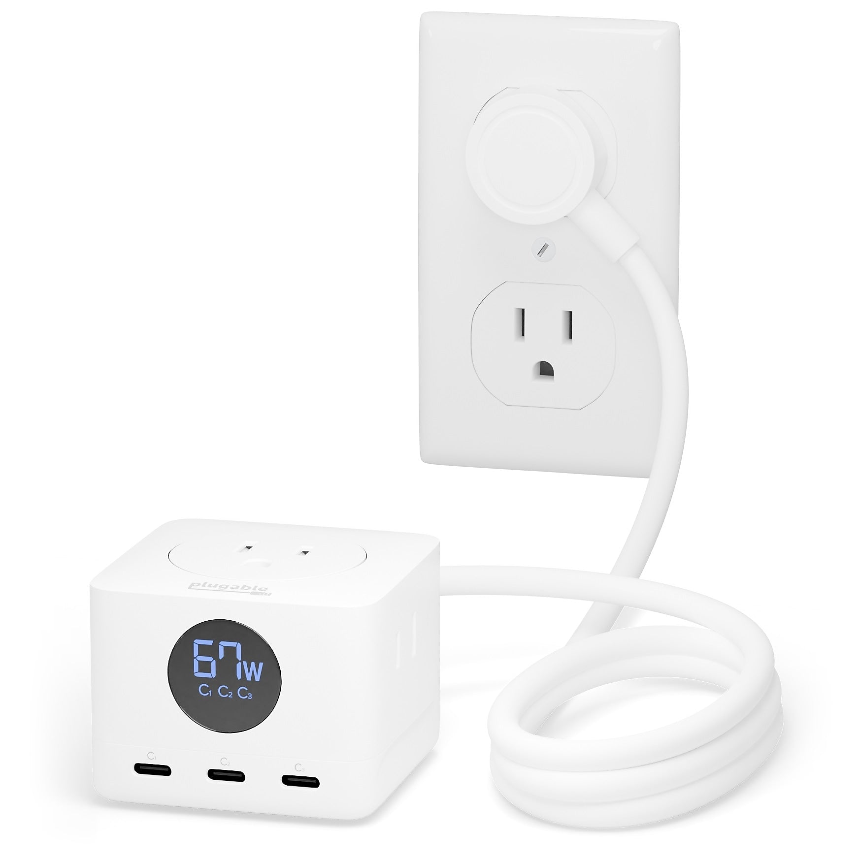 Plugable 67W USB-C Charging Station, White (PS3-METERC3)