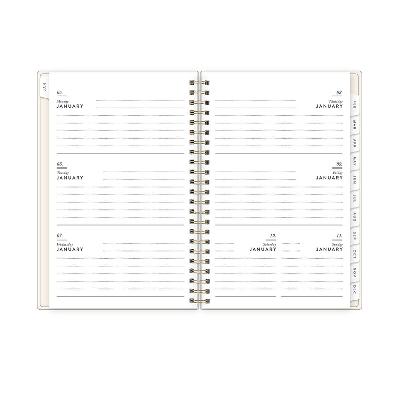 2026 Blue Sky Bespoke Letterpress Cream Hearts 5" x 8" Calendar Year Weekly & Monthly Planner, Plastic Cover (156228)