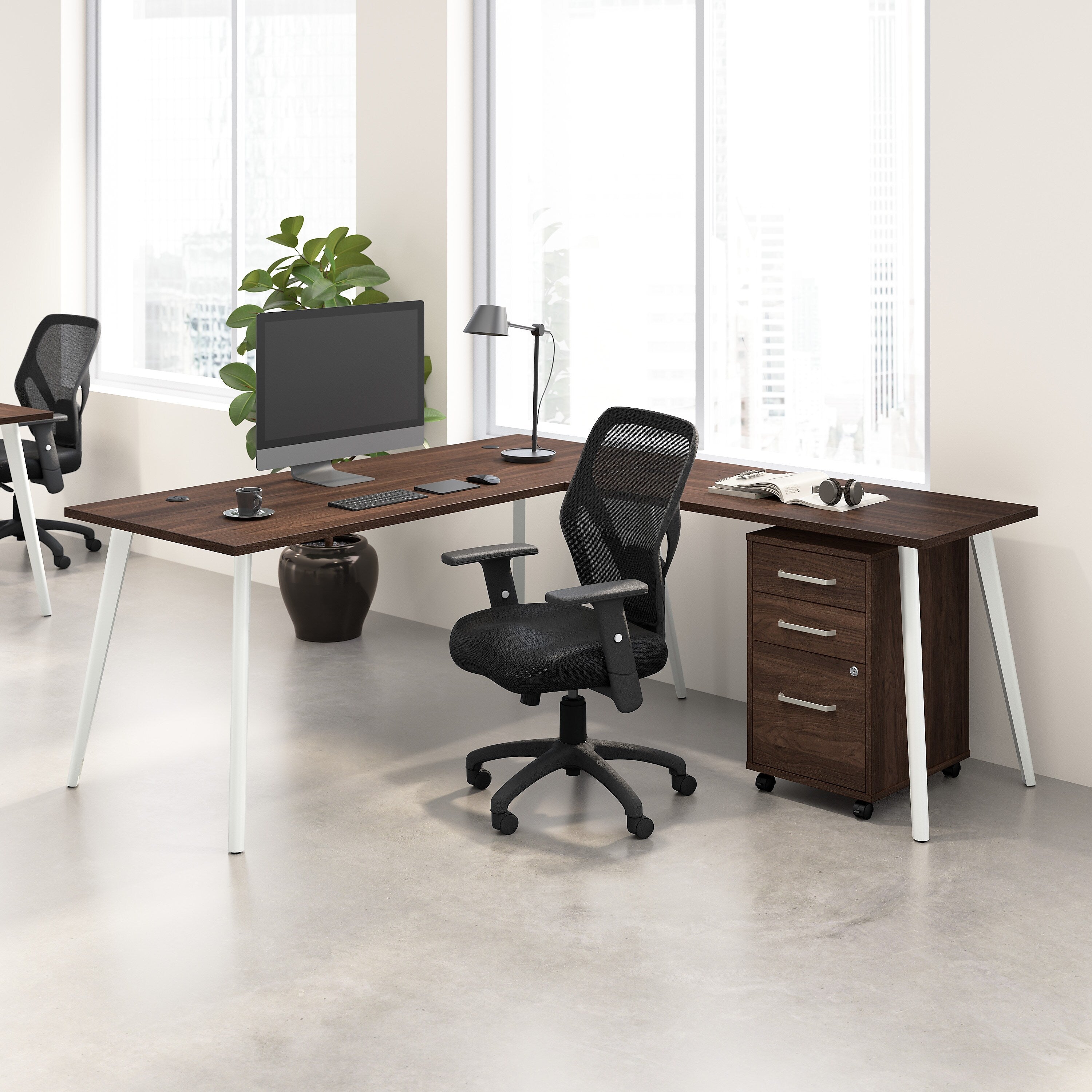 Bush Business Furniture Vista 3 Drawer File Cabinet, Black Walnut (VSF116BWSU)