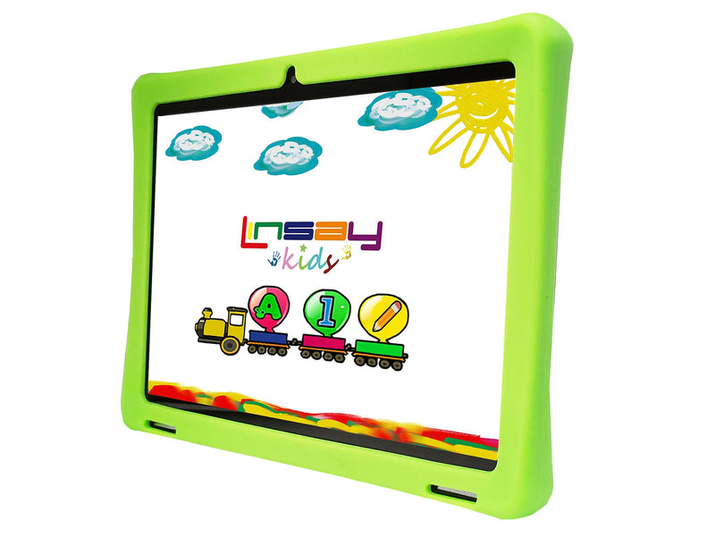 LINSAY 10.1" OCTA CORE Android 13 Tablet Bundle with Green Kids Defender Case, 128GB, Green (F10IPGKIDSG)